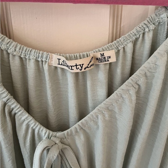Liberty Love Soft Blue Green Summer Mini Dress Size Medium - Picture 2 of 3